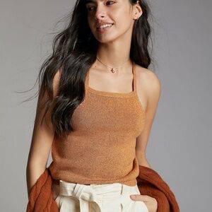 Anthropologie Women's Size L Brown Corsica Tie-Back Tank Top